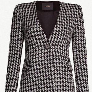 MAJE wool houndstooth blazer jacket